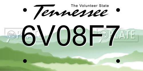 6V08F7 Tennessee License Plate