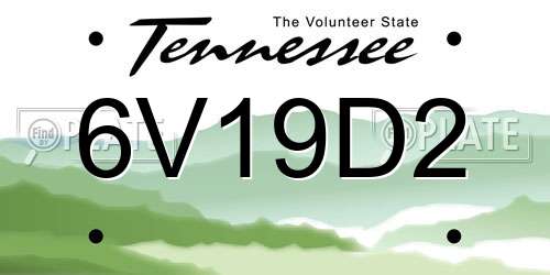 6V19D2 Tennessee License Plate