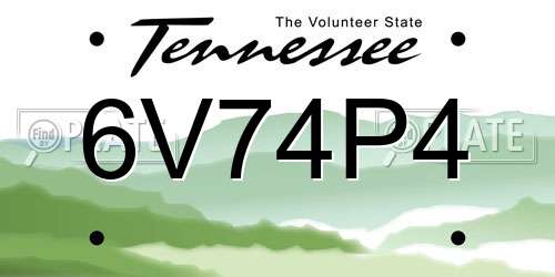 6V74P4 Tennessee License Plate