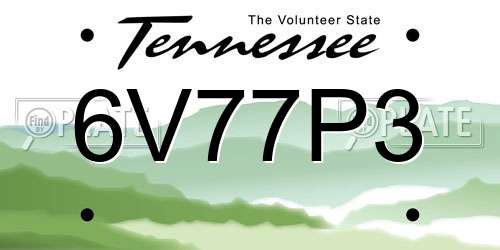 6V77P3 Tennessee License Plate
