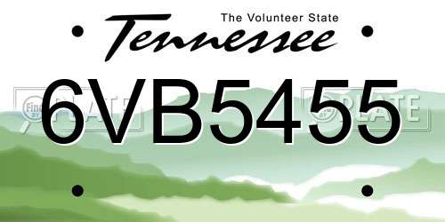 6VB5455 Tennessee License Plate