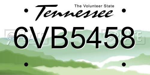 6VB5458 Tennessee License Plate