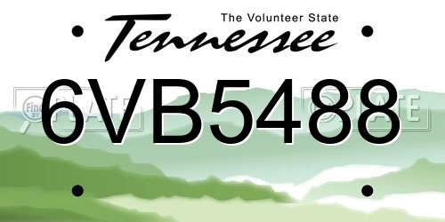 6VB5488 Tennessee License Plate