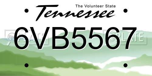 6VB5567 Tennessee License Plate