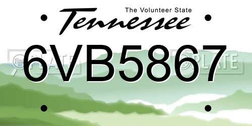 6VB5867 Tennessee License Plate