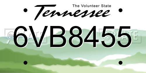 6VB8455 Tennessee License Plate