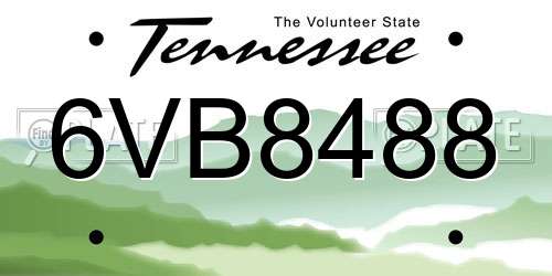 6VB8488 Tennessee License Plate