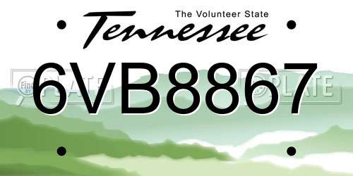 6VB8867 Tennessee License Plate