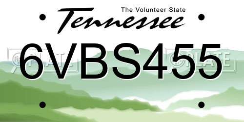 6VBS455 Tennessee License Plate