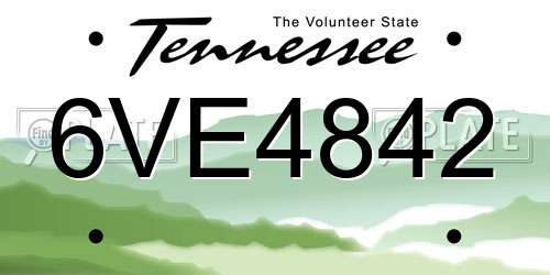 6VE4842 Tennessee License Plate