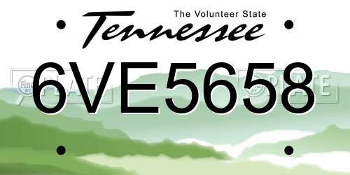 6VE5658 Tennessee License Plate
