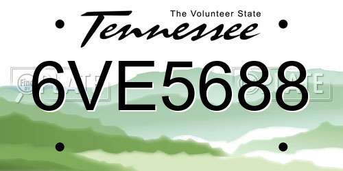 6VE5688 Tennessee License Plate