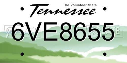 6VE8655 Tennessee License Plate