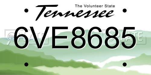 6VE8685 Tennessee License Plate