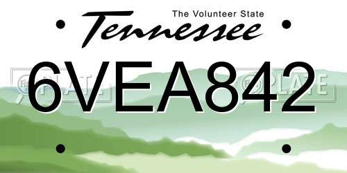 6VEA842 Tennessee License Plate