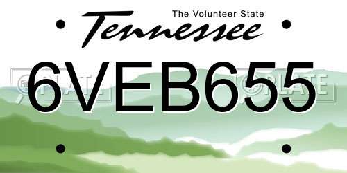 6VEB655 Tennessee License Plate