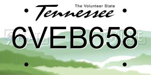 6VEB658 Tennessee License Plate