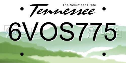 6VOS775 Tennessee License Plate