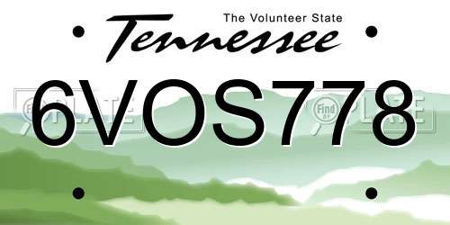 6VOS778 Tennessee License Plate