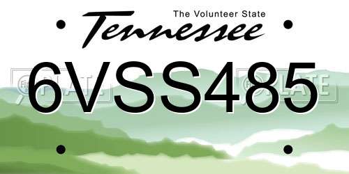 6VSS485 Tennessee License Plate
