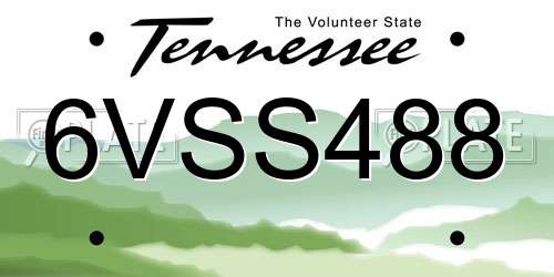 6VSS488 Tennessee License Plate