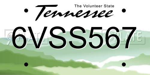 6VSS567 Tennessee License Plate