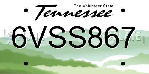 6VSS867 Tennessee License Plate