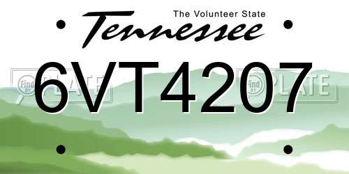 6VT4207 Tennessee License Plate