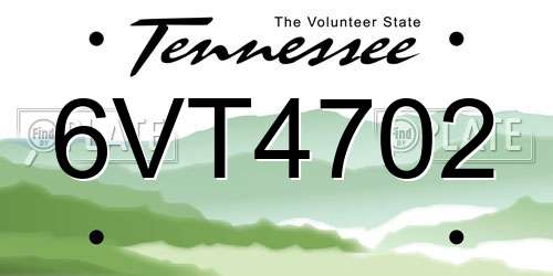 6VT4702 Tennessee License Plate