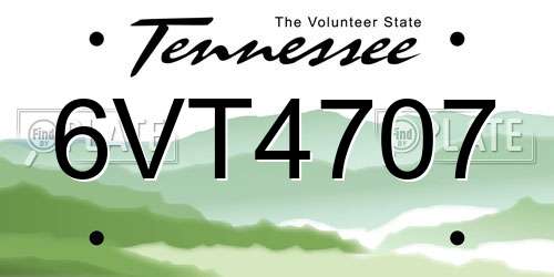6VT4707 Tennessee License Plate