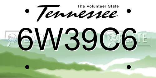 6W39C6 Tennessee License Plate