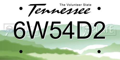 6W54D2 Tennessee License Plate