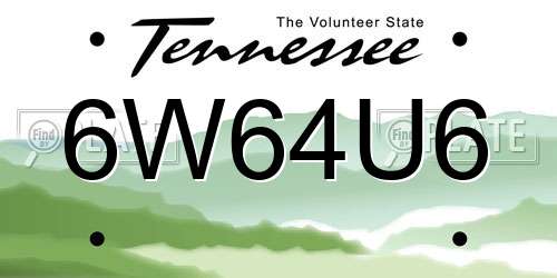 6W64U6 Tennessee License Plate