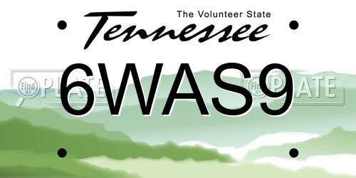 6WAS9 Tennessee License Plate