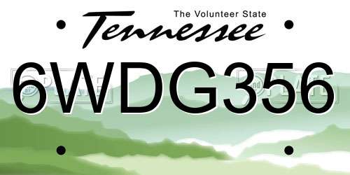 6WDG356 Tennessee License Plate