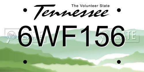 6WF156 Tennessee License Plate