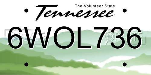 6WOL736 Tennessee License Plate