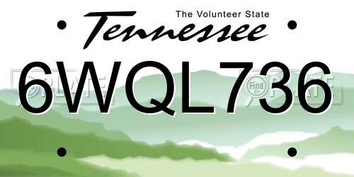 6WQL736 Tennessee License Plate