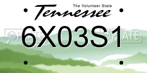 6X03S1 Tennessee License Plate