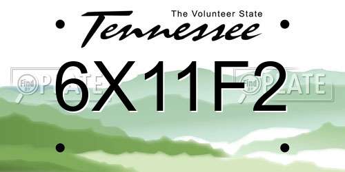 6X11F2 Tennessee License Plate