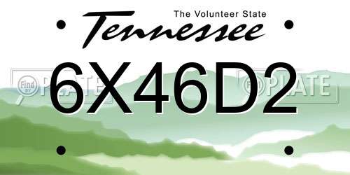 6X46D2 Tennessee License Plate