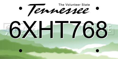 6XHT768 Tennessee License Plate