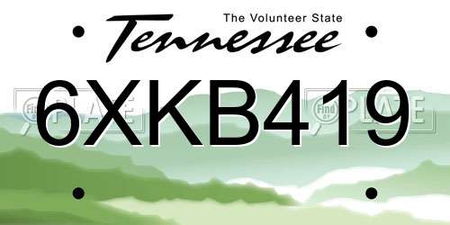 6XKB419 Tennessee License Plate