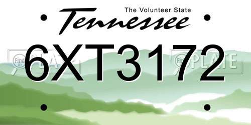 6XT3172 Tennessee License Plate
