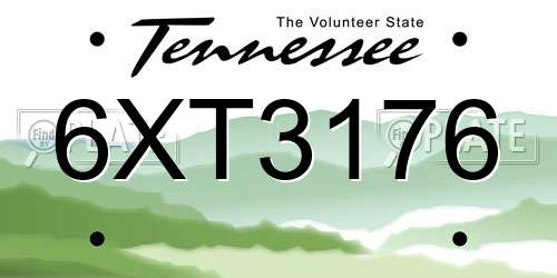 6XT3176 Tennessee License Plate