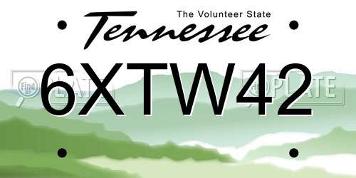 6XTW42 Tennessee License Plate