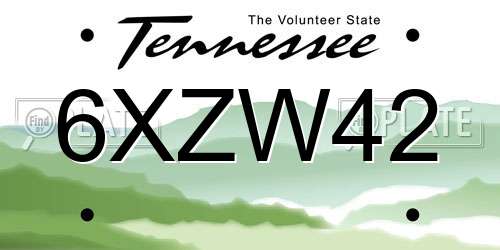 6XZW42 Tennessee License Plate