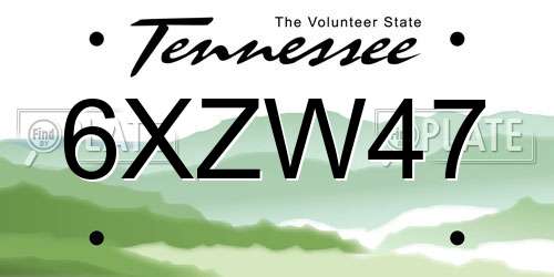 6XZW47 Tennessee License Plate