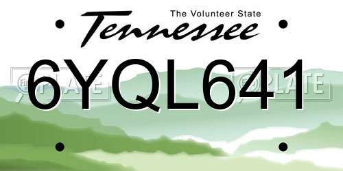 6YQL641 Tennessee License Plate
