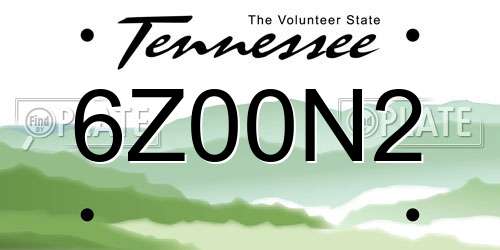 6Z00N2 Tennessee License Plate
